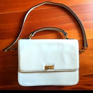 J Crew leather shoulder bag with gold buckles